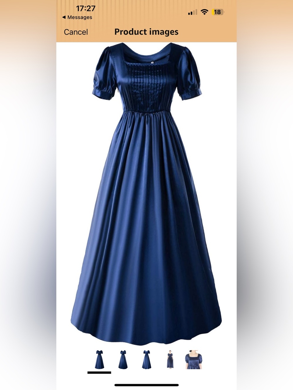 Amazon Navy Blue Empire Waist Maxi Dress with Pintuck Bodice